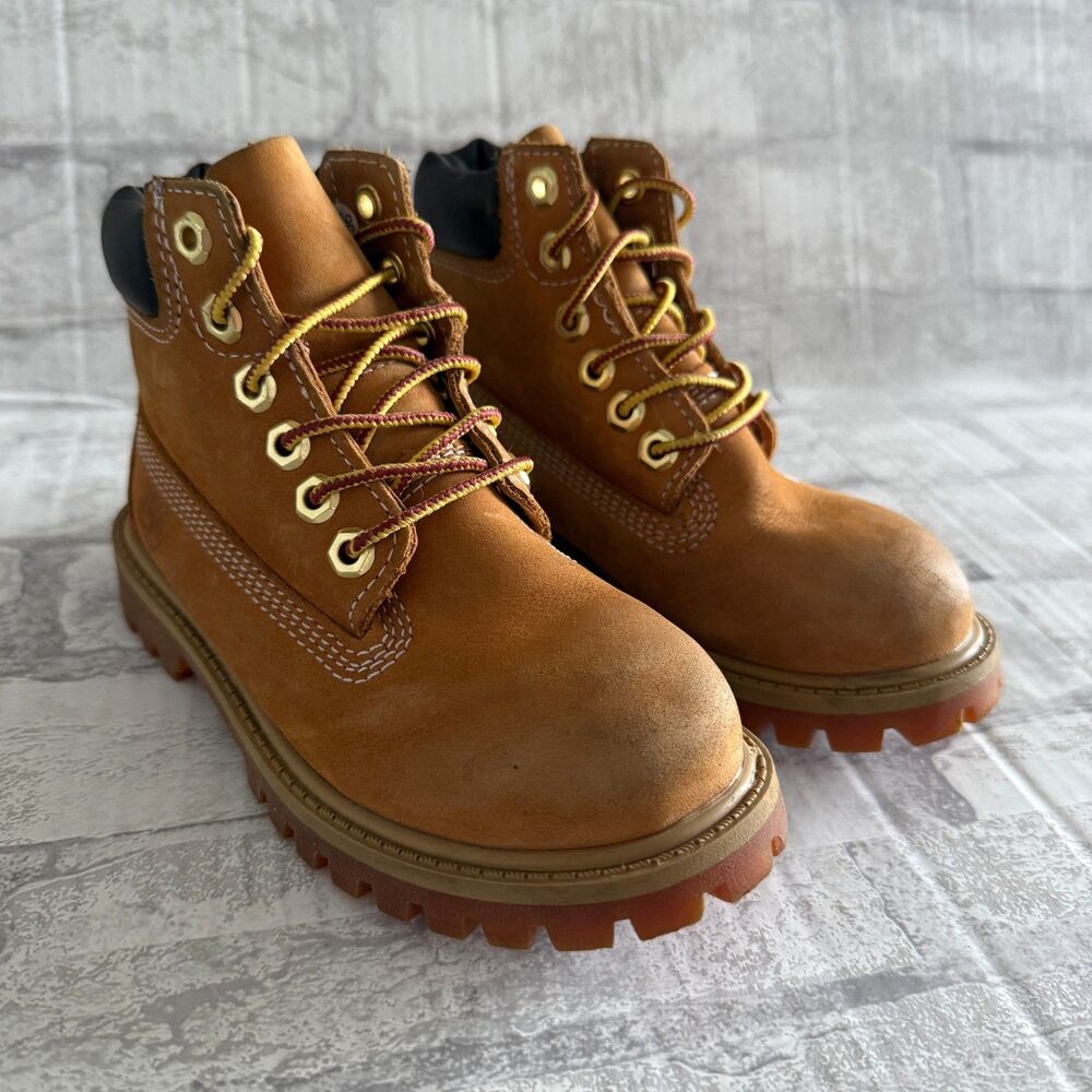 Timberland 12809 Youth Premium Waterproof Boots Wheat Nubuck Lug Sole Outdoor 10